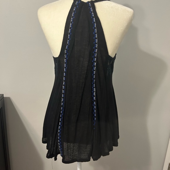 Free people crochet embroidered black tunic tank top B1 - Picture 9 of 13
